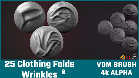 25 Clothing Folds & Wrinkles VDM Brush+Alphas Vol 3