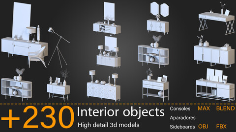 +230-Interior objects (Consoles / Aparadores / Sideboards) -Kitbash -vol.01