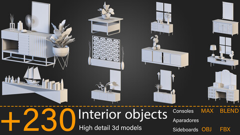 +230-Interior objects (Consoles / Aparadores / Sideboards) -Kitbash -vol.02