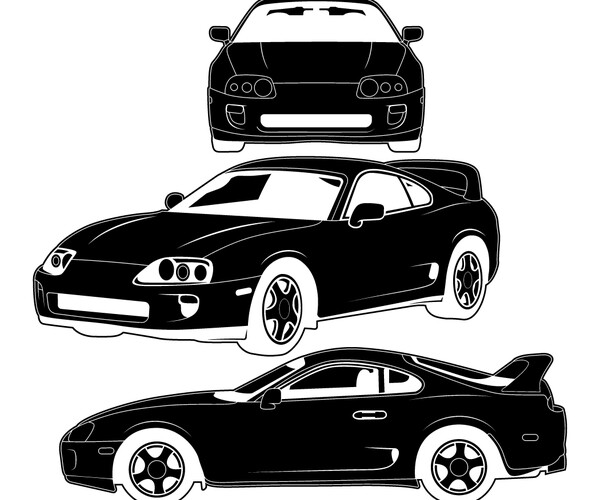 ArtStation - Toyota Supra 1993 Blank,outline vector,SVG Badge, DXF, CNC ...