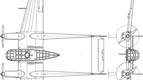 Focke Wulf Fw 189 A-1 3-view line drawing-svg vector file