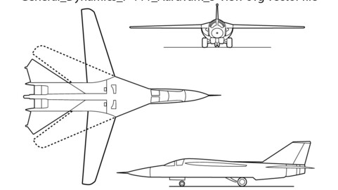 General Dynamics F-111 Aardvark 3-view-svg vector file