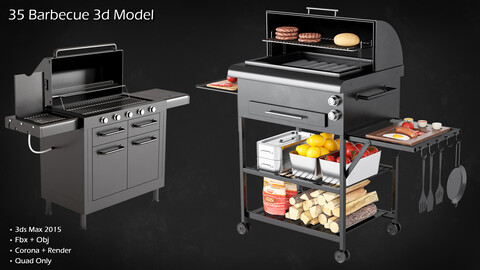 35 Barbecue 3d Model / 3ds max + Obj + FBx / Vray + Corona