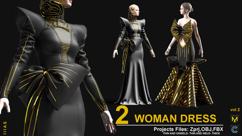 WOMAN DRESS VOL 2(MARVELOUS DESIGNER AND CLO3D)ZPRJ, OBJ)