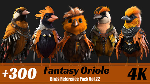 +300 Fantasy Oriole | 4K | Birds Reference Pack Vol.22