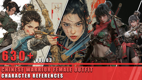 630+ Chinese Warrior Female Outfit - Character References Vol.03