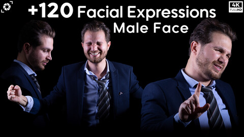 +120 Facial Expressions Male Face - Vol 01