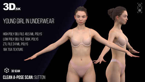 Clean A Pose Scan | 3D Model Sutton Underwear