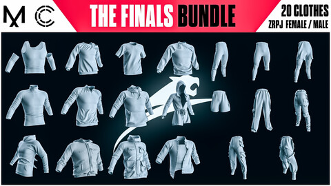 THE FINALS BUNDLE - 20 Male/Female Clothes Outfit  - Marvelous/Clo3D