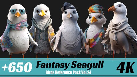 +650 Fantasy Seagull | 4K | Birds Reference Pack Vol.24