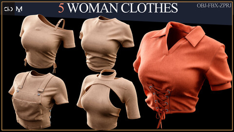 5 Woman Clothes (FBX-OBJ-ZPRJ)