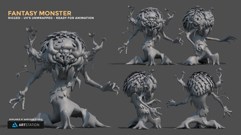 Fantasy Creature | Rigged & Skinned | Ready for Texture and Animation.