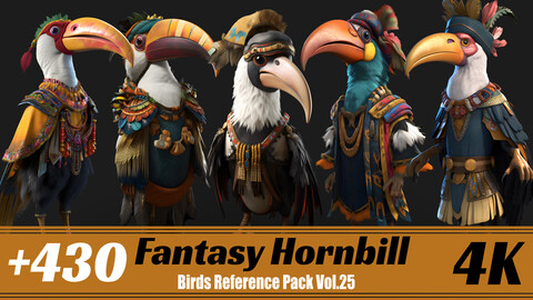 +430 Fantasy Hornbill | 4K | Birds Reference Pack Vol.25