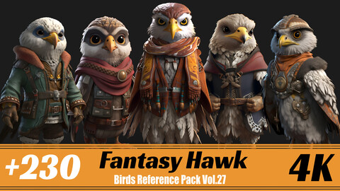 +230 Fantasy Hawk | 4K | Birds Reference Pack Vol.27