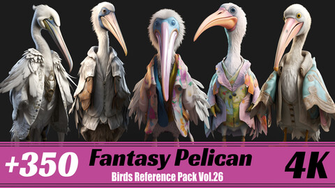 +350 Fantasy Pelican | 4K | Birds Reference Pack Vol.26