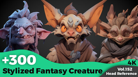 +300 Stylized Fantasy Creature Head References(4k)