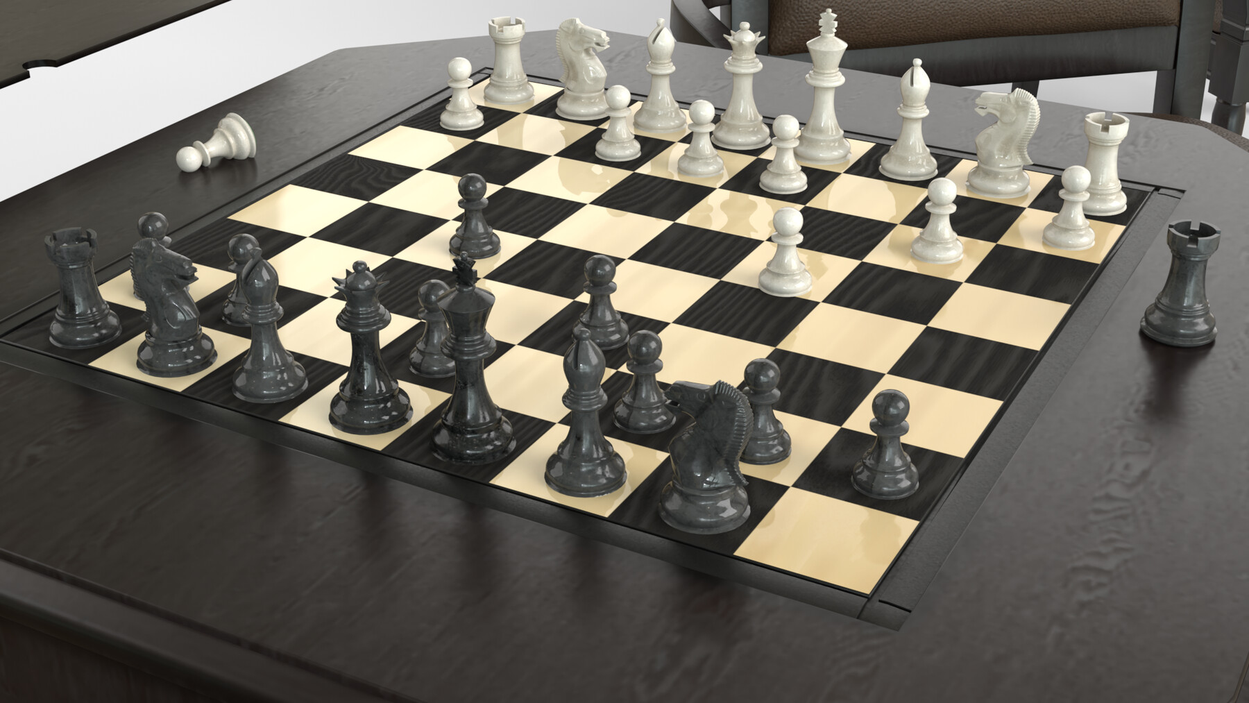 ArtStation - Black Chess, Pedestal Game Table and Chairs | Resources