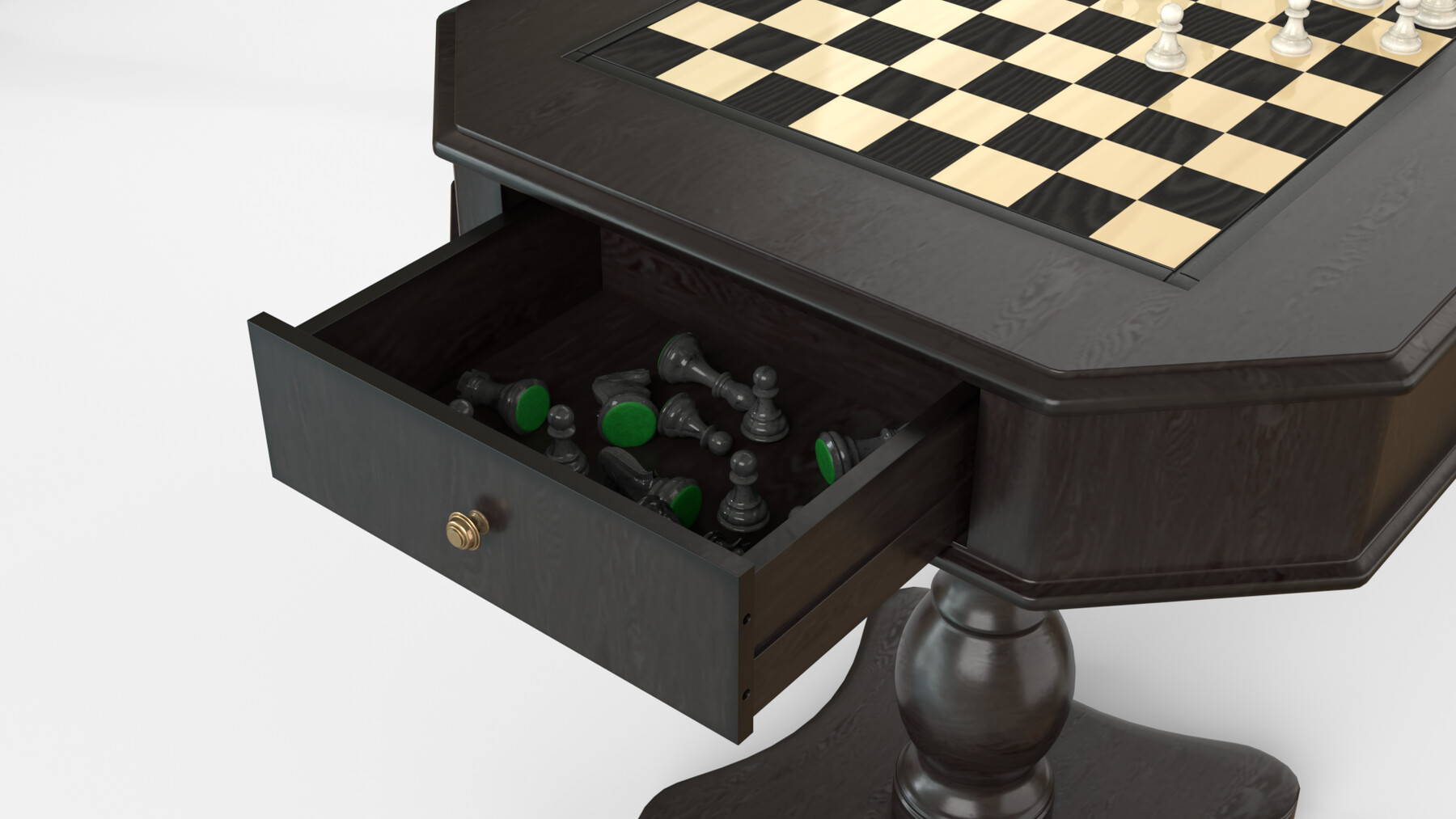 ArtStation - Black Chess, Pedestal Game Table and Chairs | Resources