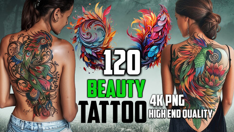 120 Beauty Tattoo (PNG Files)-4K- High Quality