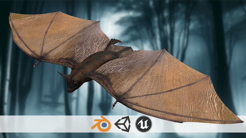 Vampire s Kin Cave Gothic 3D Bat Low-poly 3D model