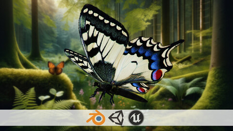Winged Elegance 3D Butterfly Model Low-poly 3D model