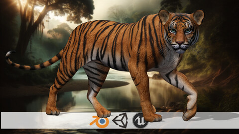 Tiger s Majesty Regal 3D Tiger Low-poly 3D model