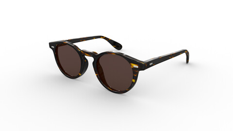 Tortoiseshell Fabric Round Lens Sunglasses 3D Model