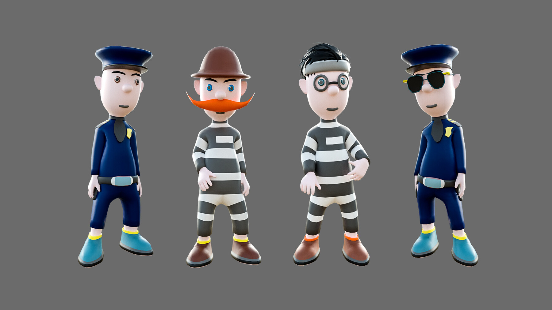 ArtStation - Cartoon characters-jailer and policeman | Game Assets