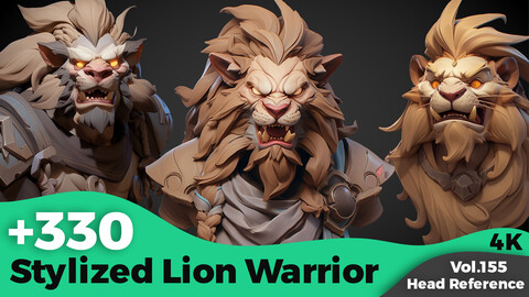 +330 Stylized Lion Warrior Head Reference(4k)