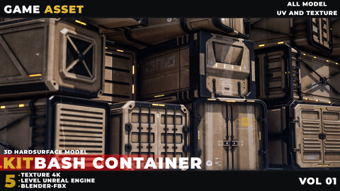 5 Kitbash Sci-Fi Container  Game Asset