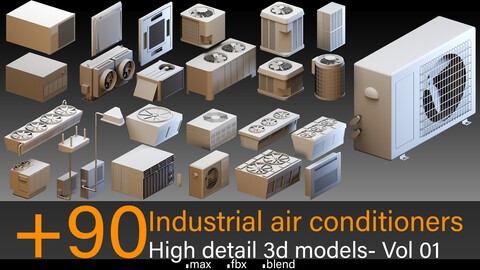 +90 Industrial air conditioners- Kitbash- High detail 3d models