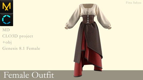 Female Outfit #17. Marvelous Designer / Clo 3D project +obj