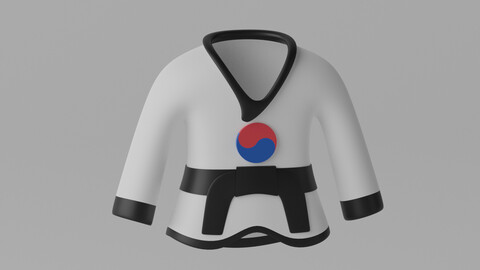 Korean Taekwondo Uniform Suit 3D model