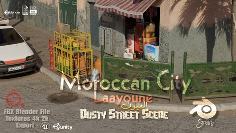 (Laayoune) Moroccan City Dusty Street Scene