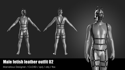 MALE FETISH LEATHER OUTFIT 02 / CLO project file + obj + fbx