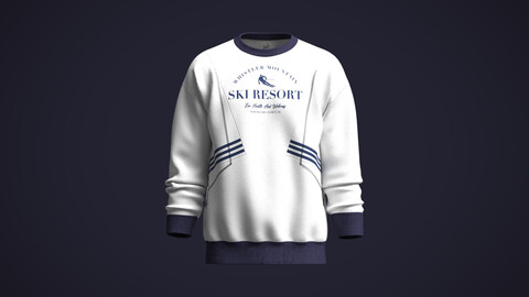 Mens ski stripes graphic sweatshirt with cut and sew detailing