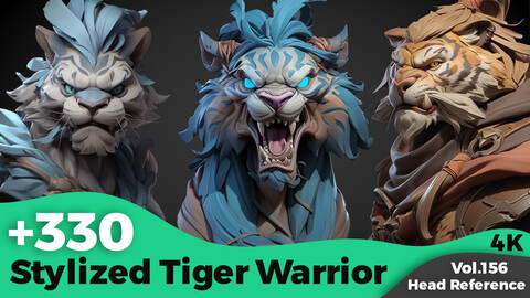 +330 Stylized Tiger Warrior Head Reference(4k)