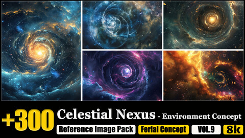 300 Celestial Nexus Environment Concept Reference Image Pack v.9 |8K|