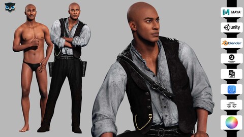 Marcus-Cowboy Swagger Character with Attire Low-poly