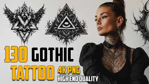 130 Gothic Tattoo (PNG Files)-4K- High Quality