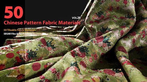 50 Tileable Chinese Pattern Fabric Materials-VOL28. SBSAR