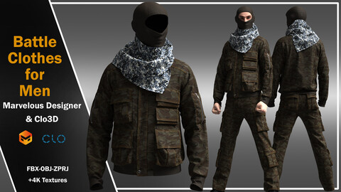 Battle clothes for men (FBX,OBJ,ZPRJ (with a pose), DXF)