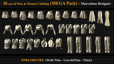 36 pcs of Men & Women Clothing (MEGA Pack) (Marvelous Designer)