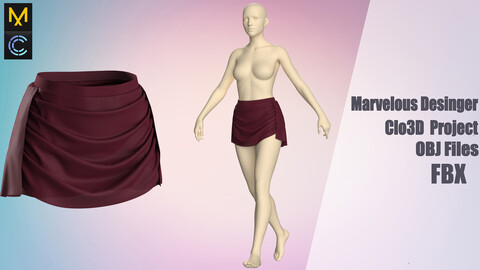 Skirt №189 "Marvelous Designer" /Zprj/ OBJ+FBX