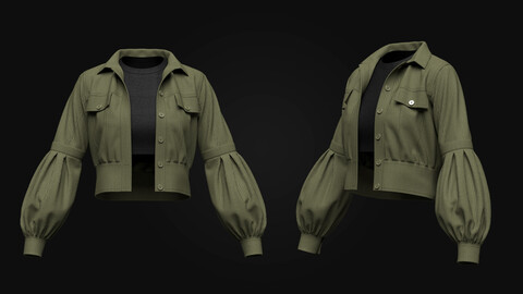 Corduroy Cropped Jacket 3d Model