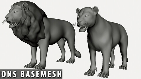 Lion Couple  - Topology + UV Map