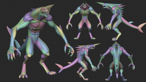 Shark Creature Anatomy Blockout