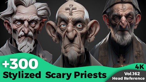 +300 Scary Priests Head Reference(4k)