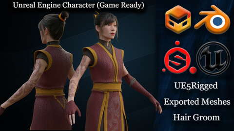Unreal Engine Character (Fire Bender - UE5 Rigged)