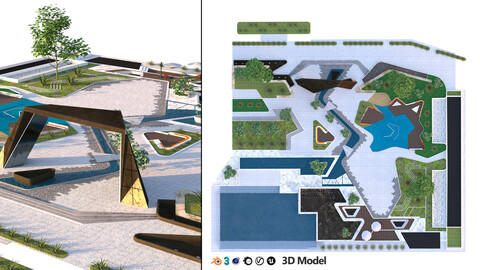 Detailed Modern City Park 3D Model